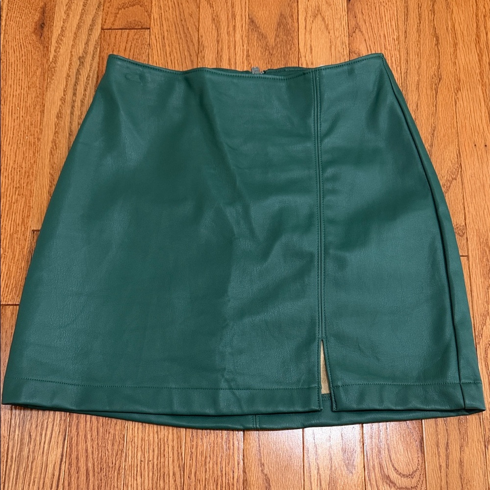 Hollister Green Leather Skirt